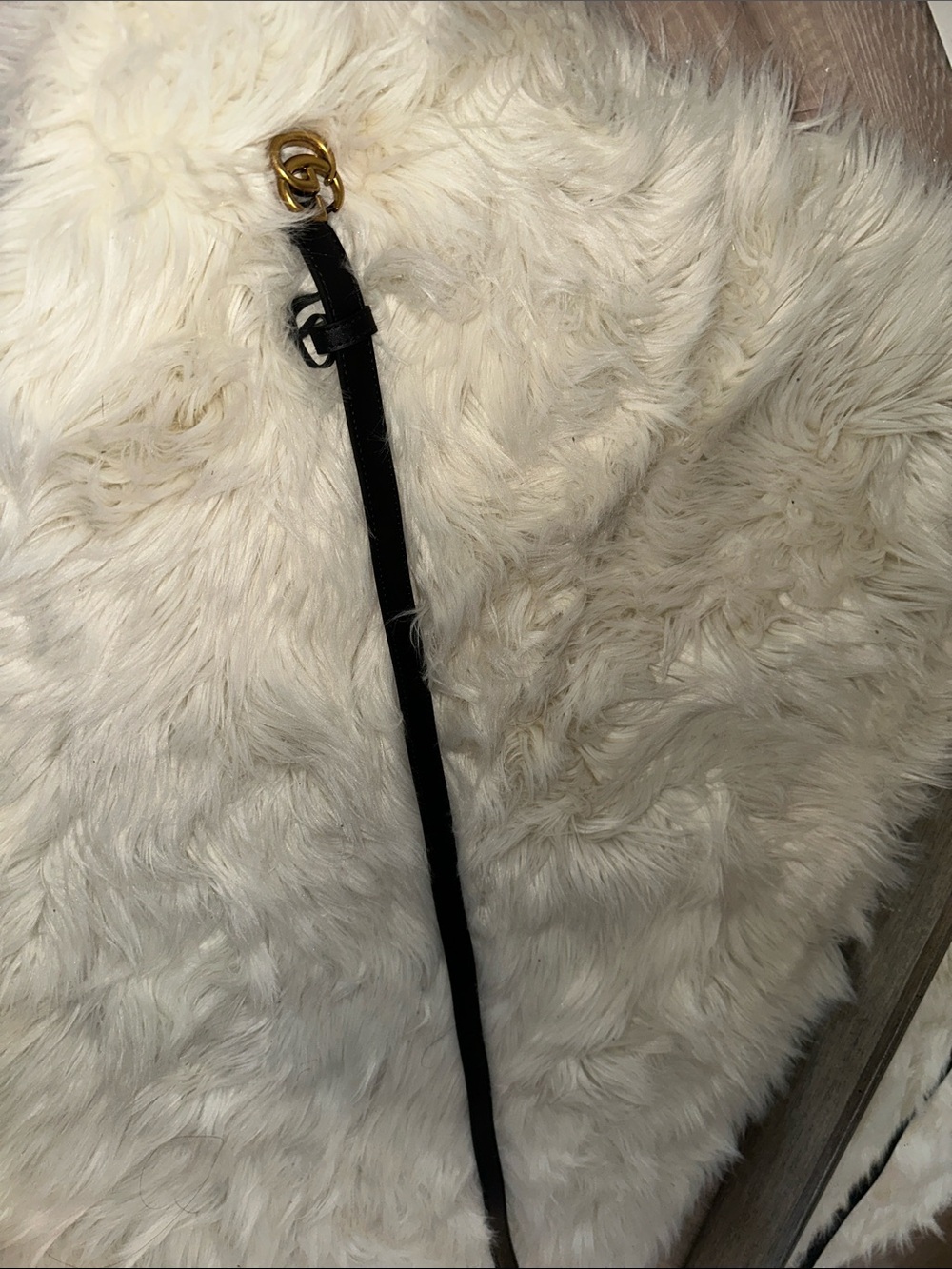 Source Unknown Black Suede Belt with Gold Ring Accent